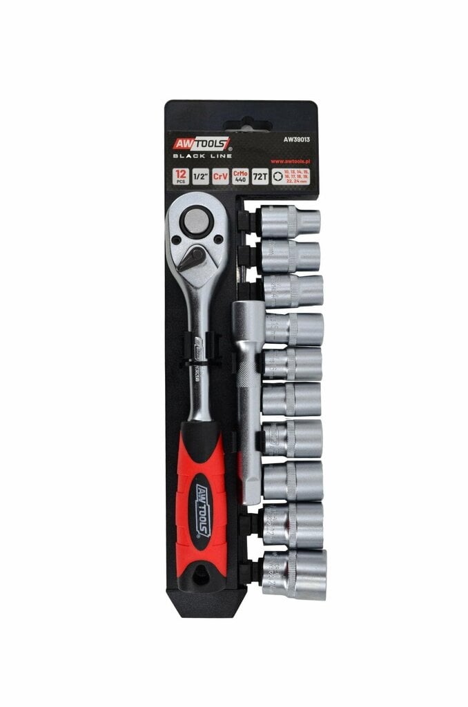 Įrankių rinkinys Awtools 1/2", 12vnt. kaina ir informacija | Mechaniniai įrankiai | pigu.lt