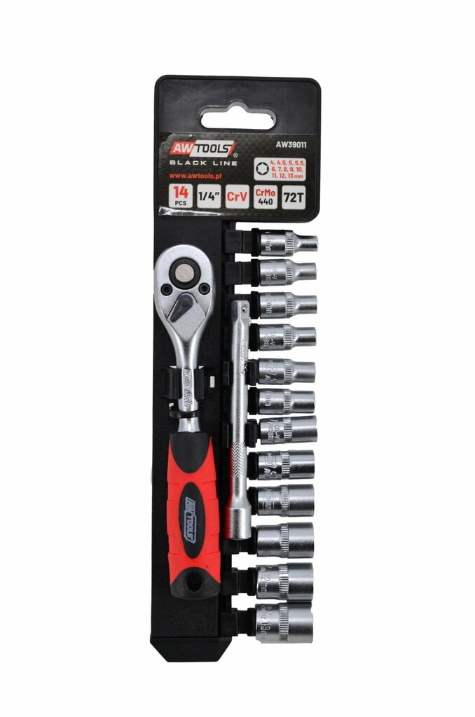 Įrankių komplektas Awtools 1/4", 14 vnt. kaina ir informacija | Mechaniniai įrankiai | pigu.lt