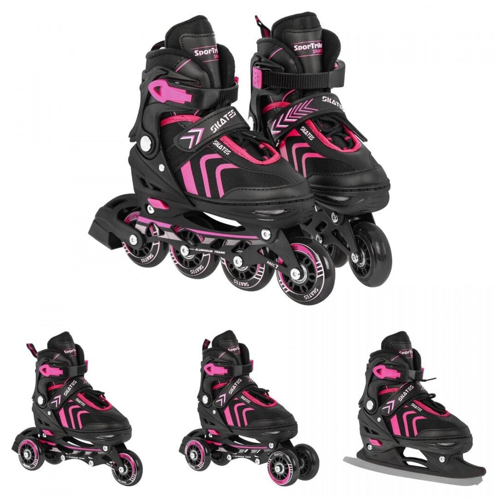 Riedučiai SporTrike Skates 4in1, rožiniai цена и информация | Riedučiai | pigu.lt