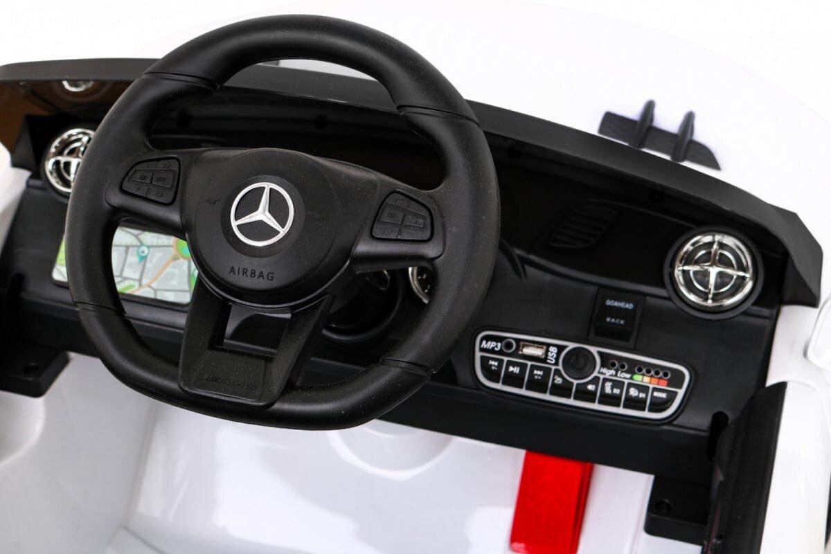 Vienvietis vaikiškas elektromobilis Mercedes Benz AMG SL65 S, baltas kaina ir informacija | Elektromobiliai vaikams | pigu.lt