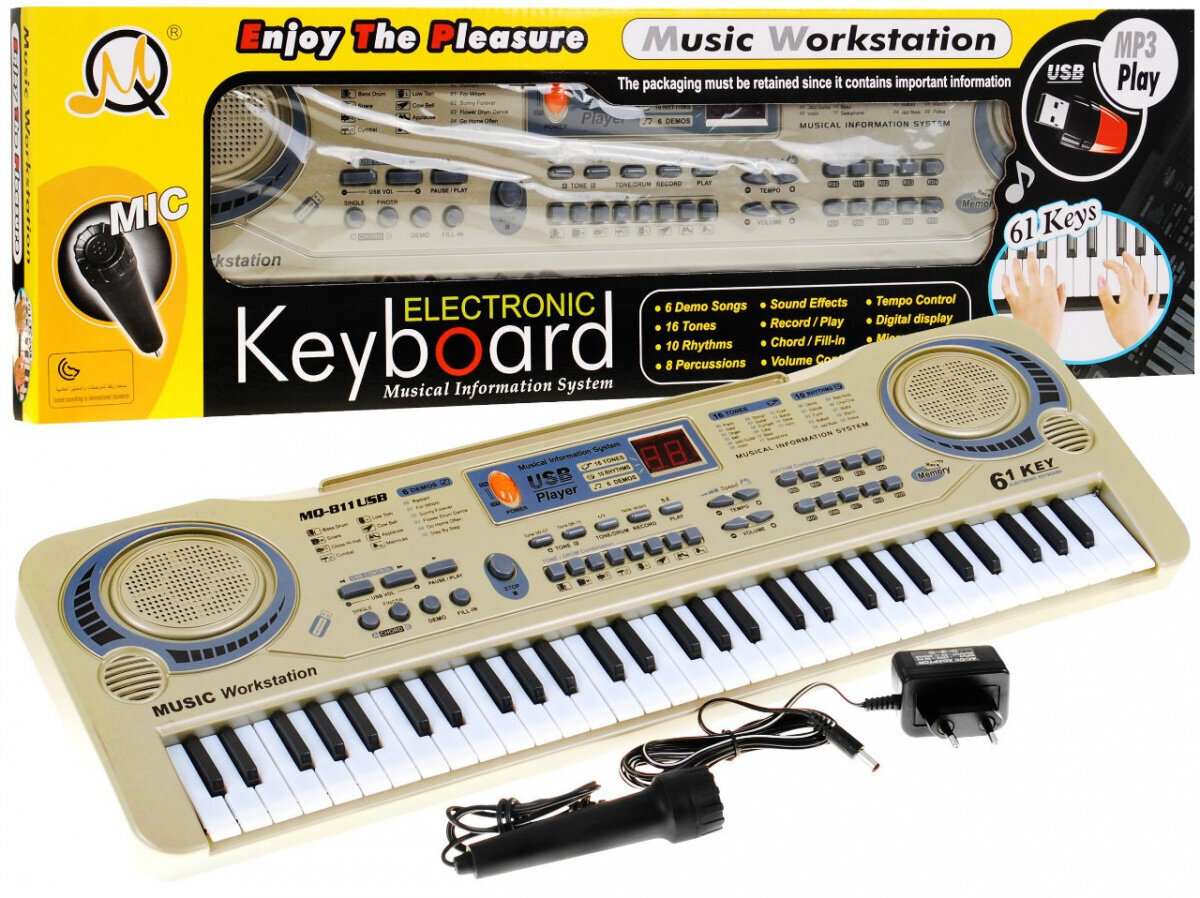 Sintezatorius - pianinas su mikrofonu, 53cm цена и информация | Žaislai berniukams | pigu.lt
