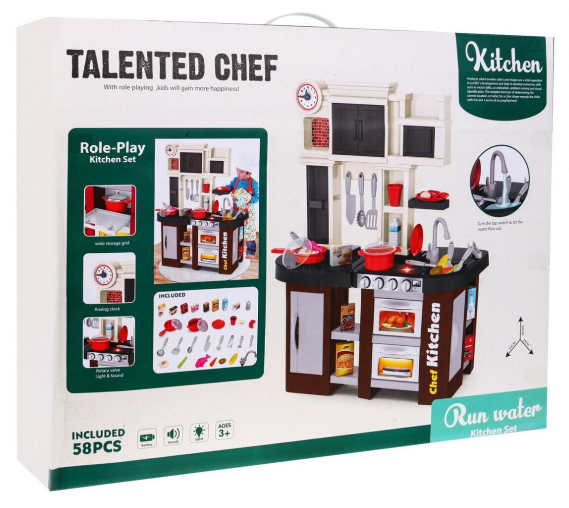 Interaktyvi vaikiška virtuvė Kitchen Chef, ruda kaina ir informacija | Žaislai mergaitėms | pigu.lt