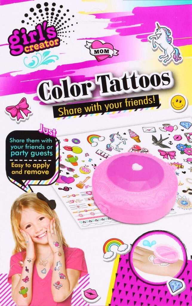 Tatuiruočių rinkinys vaikams Girls Creator RMZ Color Tattoos, 1 vnt. цена и информация | Kosmetika vaikams ir mamoms | pigu.lt