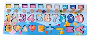 Medinė lenta su skaičiais ir figūromis, 48 d. цена и информация | Развивающие игрушки | pigu.lt