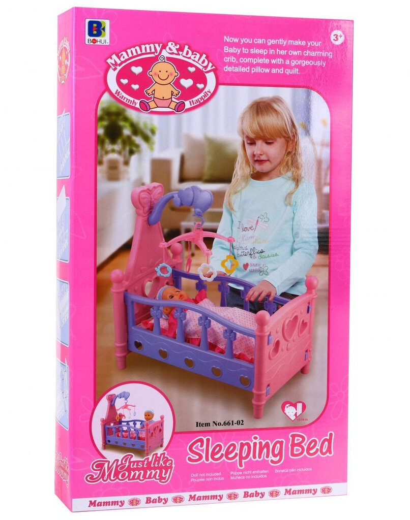 Lėlės lovytė, rožinė kaina ir informacija | Žaislai mergaitėms | pigu.lt