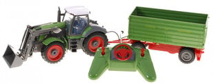 Nuotoliniu būdu valdomas traktorius su priekaba, 1:28, žalias kaina ir informacija | Žaislai berniukams | pigu.lt