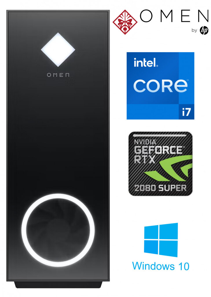 OMEN 30L MT i7-10700K 16GB 1TB SSD RTX 2080 Super 8GB Windows 10 kaina ir informacija | Stacionarūs kompiuteriai | pigu.lt