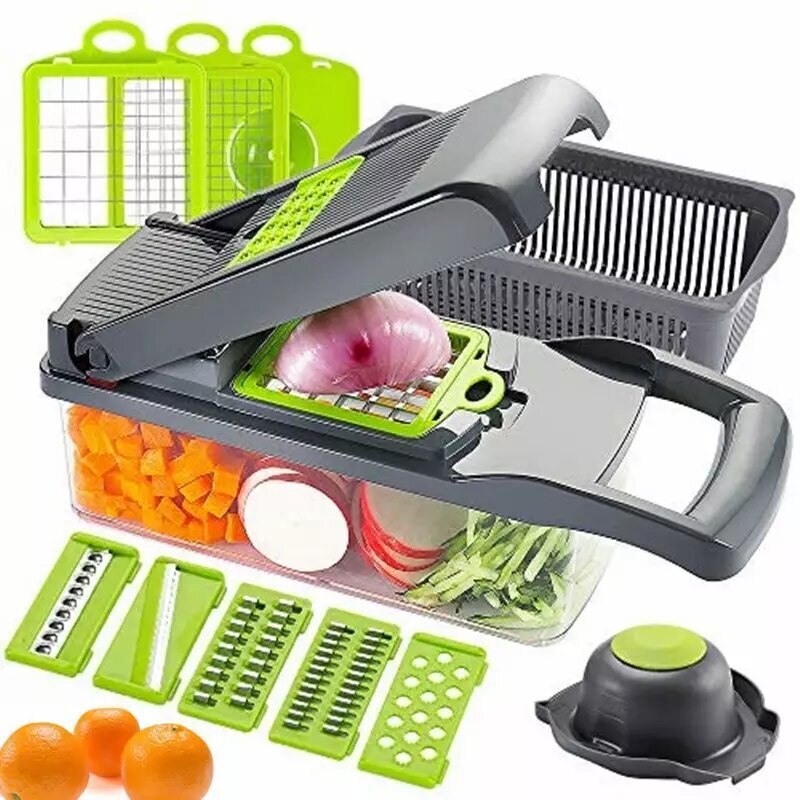 Daržovių pjaustyklė, 11 dalių kaina ir informacija | Virtuvės įrankiai | pigu.lt