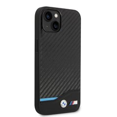 BMW M PU Carbon Blue Line Case for iPhone 14 Plus Black цена и информация | Чехлы для телефонов | pigu.lt