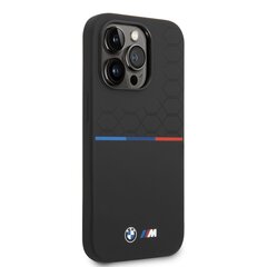 BMW M Liquid Silicone Tricolor Case for iPhone 14 Pro Black цена и информация | Чехлы для телефонов | pigu.lt