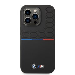 BMW M Liquid Silicone Tricolor Case for iPhone 14 Pro Black цена и информация | Чехлы для телефонов | pigu.lt