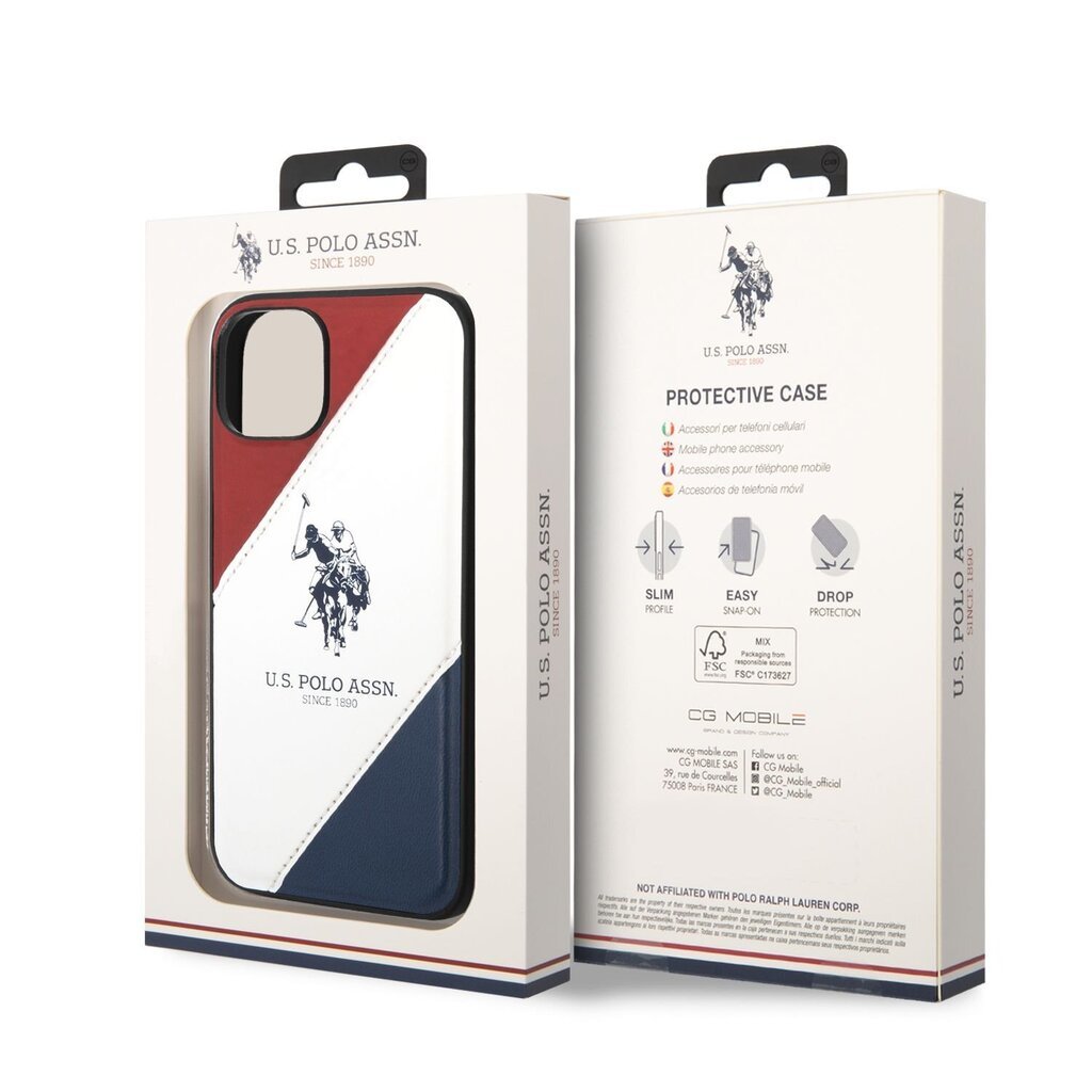 U.S. Polo PU Leather Stitched Lines Case for iPhone 14 Plus Navy цена |  pigu.lt