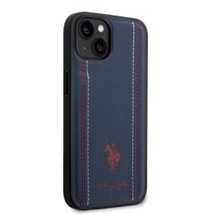 U.S. Polo PU Leather Stitched Lines Case for iPhone 14 Plus Navy цена и информация | Чехлы для телефонов | pigu.lt