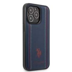 U.S. Polo PU Leather Stitched Lines Case for iPhone 14 Pro Navy цена и информация | Чехлы для телефонов | pigu.lt