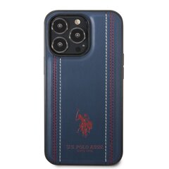 U.S. Polo PU Leather Stitched Lines Case for iPhone 14 Pro Max Navy цена и информация | Чехлы для телефонов | pigu.lt