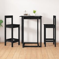 Baro kėdės, Pušies medienos masyvas, 2vnt., 40x41,5x112cm, juoda цена и информация | Стулья для кухни и столовой | pigu.lt