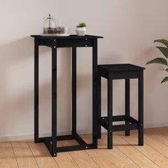 Baro stalas, juodas, 60x60x110cm, pušies medienos masyvas kaina ir informacija | Virtuvės ir valgomojo stalai, staliukai | pigu.lt