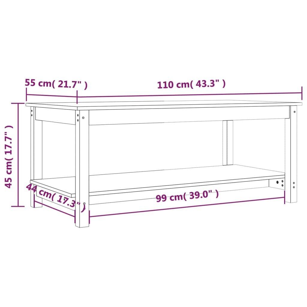 Kavos staliukas 110x55x45cm, medaus rudas kaina ir informacija | Kavos staliukai | pigu.lt