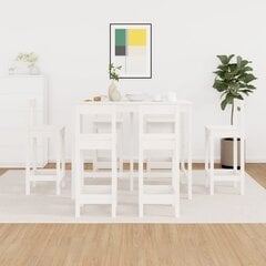 Baro baldų komplektas, Pušies medienos masyvas, 7 dalių, balta kaina ir informacija | Virtuvės baldų komplektai | pigu.lt