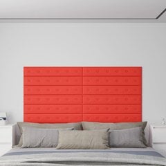 Sienų plokštės, 12vnt., raudonos, 90x15cm, dirbtinė oda, 1,62m² kaina ir informacija | Lubų, sienų dekoro elementai | pigu.lt