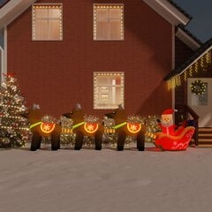 Pripučiama LED dekoracija Kalėdų senelis ir elniai, 138cm цена и информация | Рождественские украшения | pigu.lt