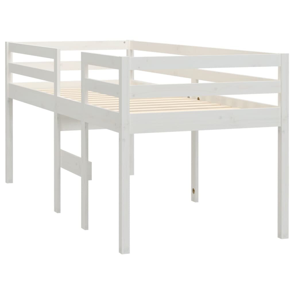 Aukšta lova, balta, 90x200cm, pušies medienos masyvas kaina ir informacija | Lovos | pigu.lt