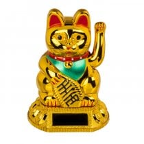 Auksinė japonų kinų katė Maneki-Neko, 8 cm su saulės baterija kaina ir informacija | Kitos originalios dovanos | pigu.lt