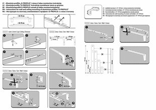 Sukomplektuotas aliuminio karnizas „D-PROFILIS“ su (90 laipsnių) užbaigimo kampais, baltos sp. 200 cm kaina ir informacija | Karnizai | pigu.lt