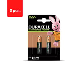 Įkraunamos baterijos DURACELL AAA (850 mAh), LR03, 2vnt, pakuotė 2 vnt. kaina ir informacija | Elementai | pigu.lt