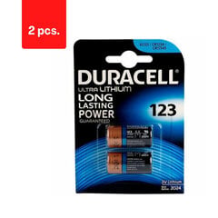 Батарейки DURACELL Lithium 123, 2 шт., в упаковке 2 шт. цена и информация | Батарейки | pigu.lt