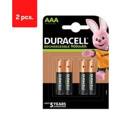 „Duracell Recharge 900 mAh“ AAA baterijos, 4 baterijos,, pakuotė 2 vnt. kaina ir informacija | Elementai | pigu.lt