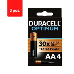 Baterijos DURACELL Optimum, AA, 4 vnt., pakuotė 3 vnt. kaina ir informacija | Elementai | pigu.lt