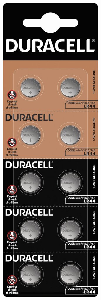 Baterijos DURACELL LR44, HSDC 2vnt., pakuotė 10 vnt. kaina ir informacija | Elementai | pigu.lt