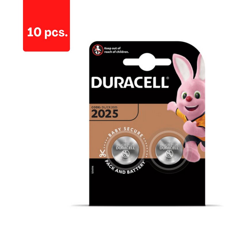 Baterijos DURACELL 2025, 2vnt., pakuotė 10 vnt. цена и информация | Elementai | pigu.lt