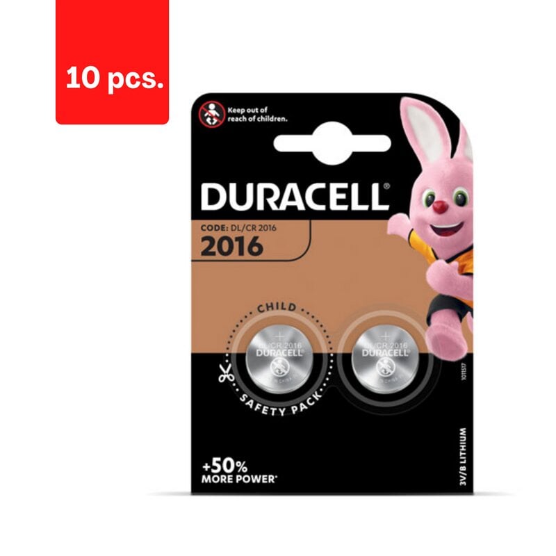 Baterijos DURACELL 2016, 2vnt., pakuotė 10 vnt. kaina ir informacija | Elementai | pigu.lt