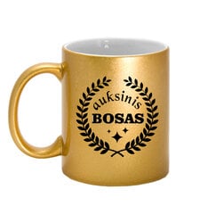 Aukso spalvos puodelis su blizgučiu Auksinis bosas kaina ir informacija | Originalūs puodeliai | pigu.lt