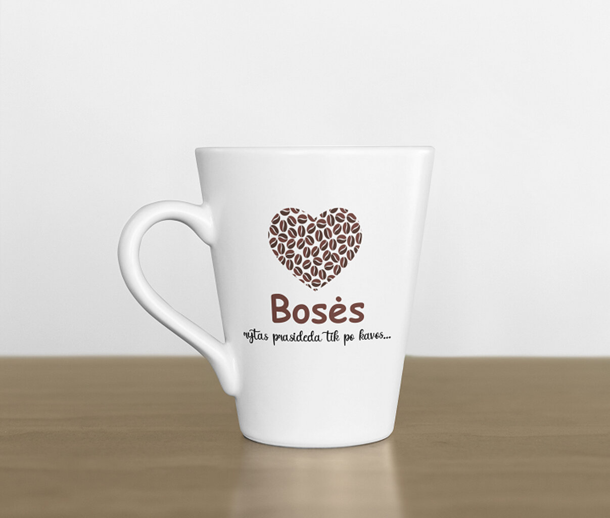 Latte puodelis Bosės rytas prasideda tik po kavos 300ml kaina ir informacija | Originalūs puodeliai | pigu.lt
