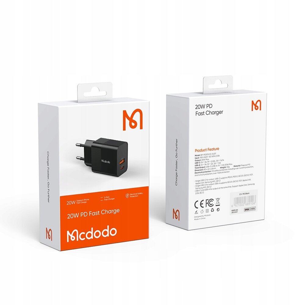Mcdodo USB-C, 20W kaina ir informacija | Krovikliai telefonams | pigu.lt