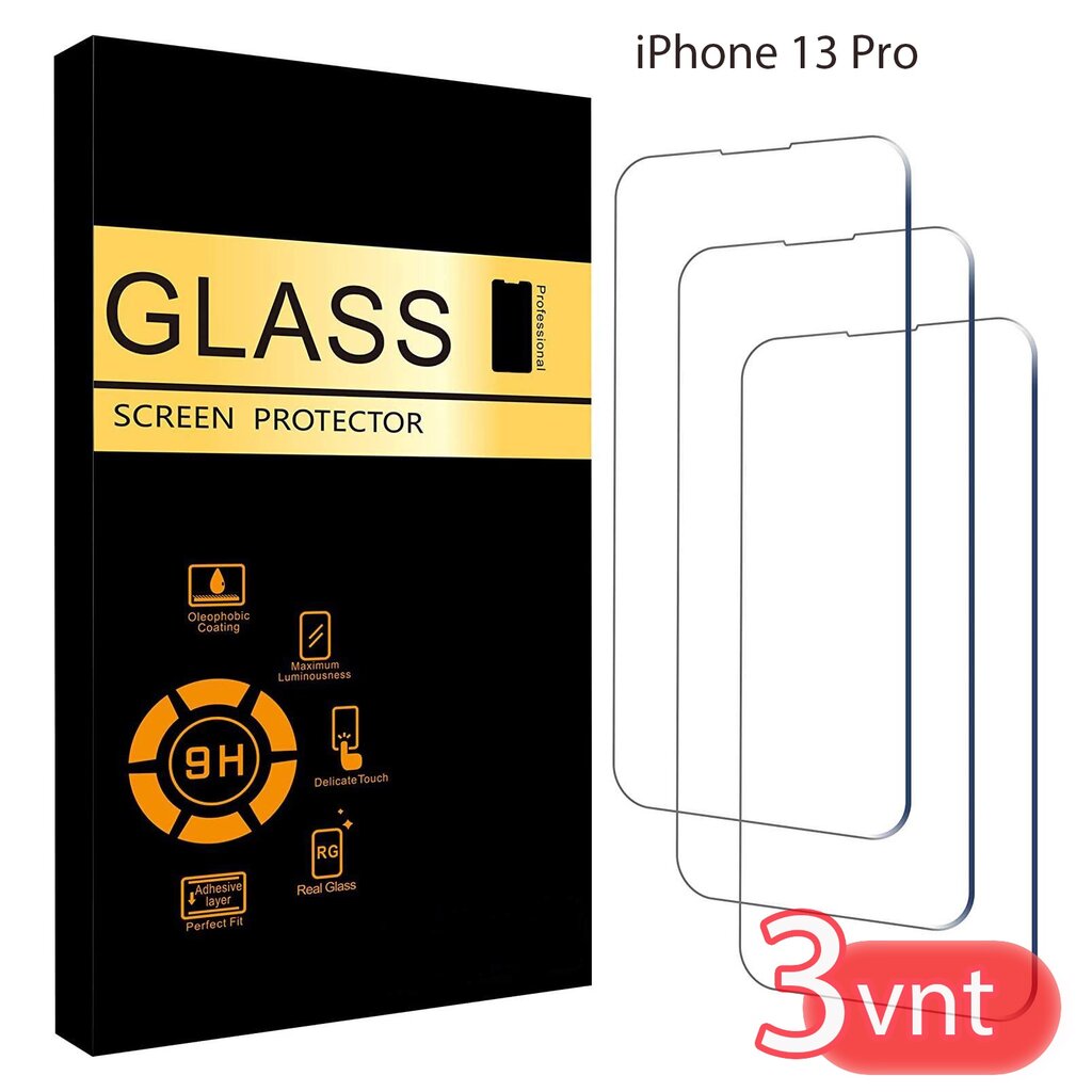Apsauginis stiklas 3 vnt. Iphone 13 Pro Max kaina ir informacija | Apsauginės plėvelės telefonams | pigu.lt