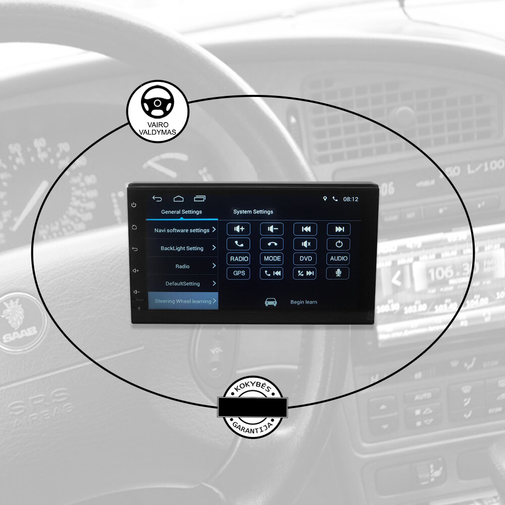 2DIN Android Universali automagnetola multimedia plančetė GPS/WIFI/Bluetooth 7 colių kaina ir informacija | Automagnetolos, multimedija | pigu.lt