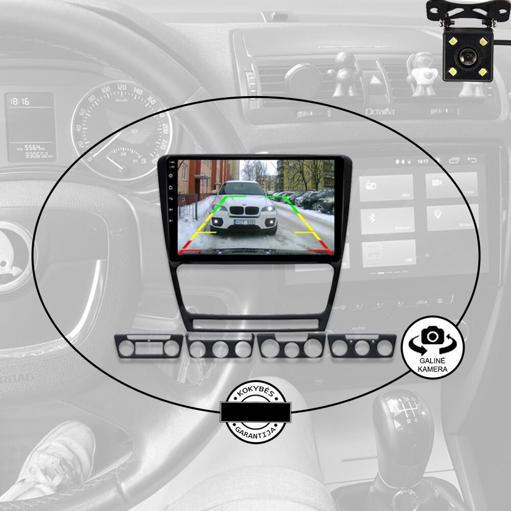 SKODA OCTAVIA 2006-13 Android multimedia plančetė 9 colių automagnetola GPS/Wifi/Bluetooth цена и информация | Automagnetolos, multimedija | pigu.lt