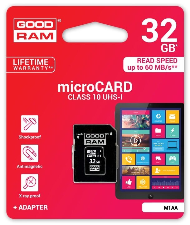 Class 10 Atminties kortelė GoodRam Micro SD 32GB 10 UHS kaina | pigu.lt