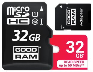 GoodRam Micro SD 32GB 10 UHS цена и информация | Карты памяти для фотоаппаратов, камер | pigu.lt
