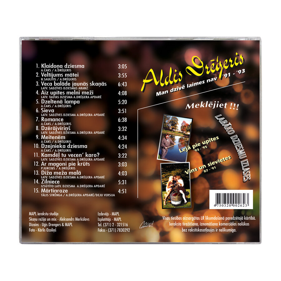CD ALDIS DRĒĢERIS - "MAN DZĪVĒ LAIMES NAV '91-'93" kaina ir informacija | Vinilinės plokštelės, CD, DVD | pigu.lt