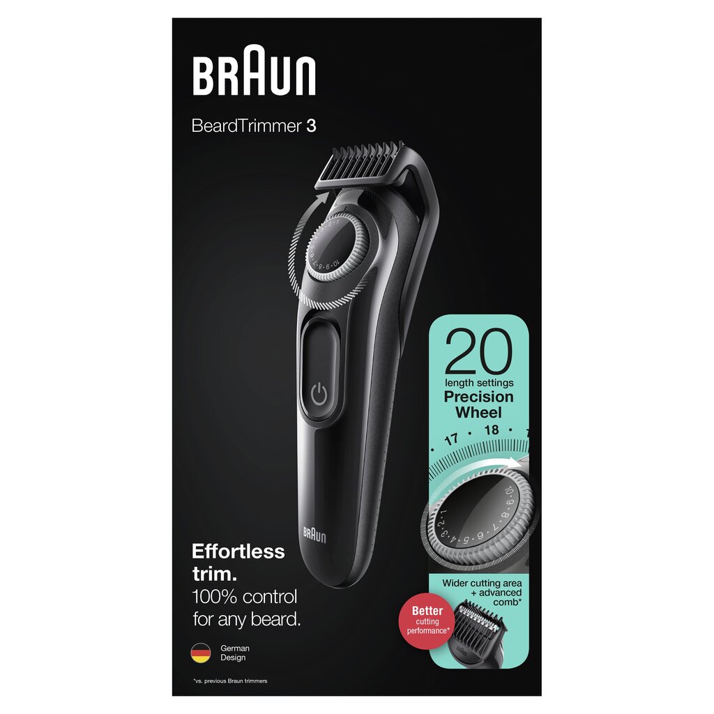 Braun Beard Trimmer 3 BT3322 kaina ir informacija | Plaukų kirpimo mašinėlės | pigu.lt