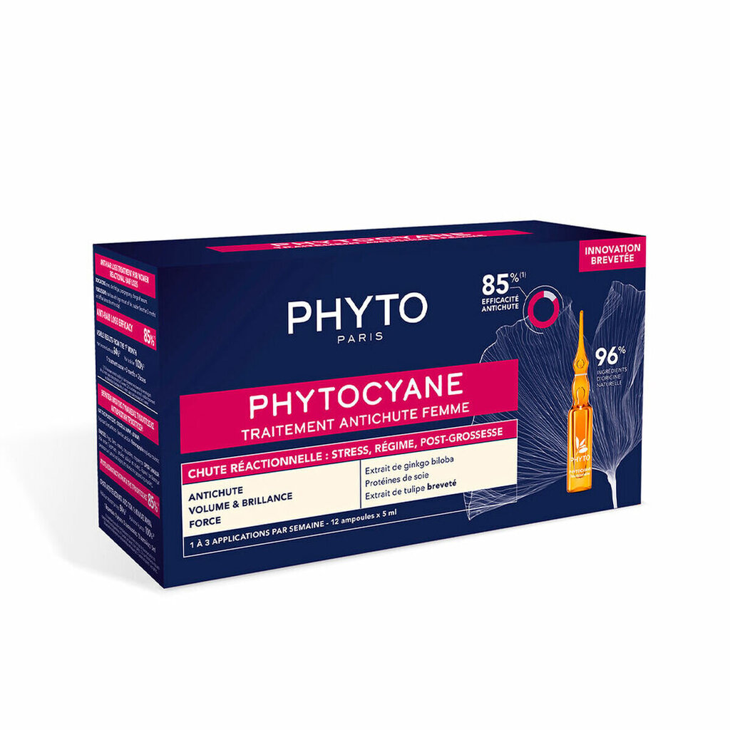 Ampulė nuo plaukų slinkimo Phyto Paris Phytocyane Reactionelle moterims 12 x 5 ml kaina ir informacija | Priemonės plaukų stiprinimui | pigu.lt