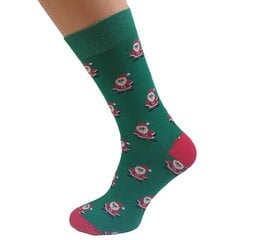 Женские хлопковые носки с дизайном "Рождественский Санта" (зелёные) цена и информация | Женские носки | pigu.lt