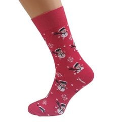 Женские хлопковые носки с дизайном "Рождественский снеговик" (красные) цена и информация | Женские носки | pigu.lt