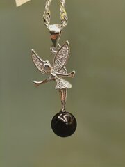 Кулон Изящная Фея с серебром и черным янтарем (темная вишня) цена и информация | Женское колье | pigu.lt