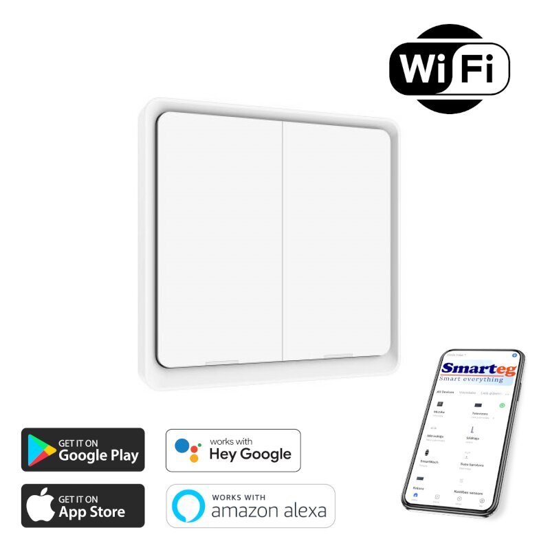 2 mygtukų jungiklis Wi-Fi Zigbee kaina ir informacija | Elektros jungikliai, rozetės | pigu.lt